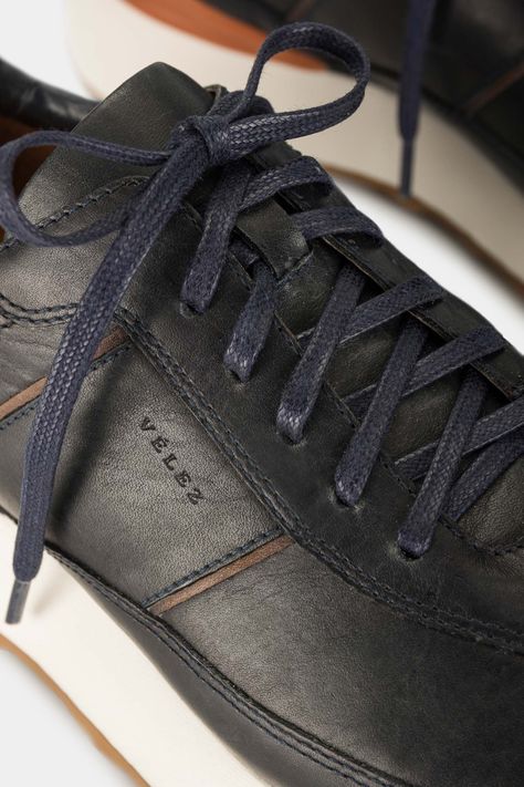 Vélez Zapatillas Boston Cuero Hombre Contraste Azul Oscuro-3