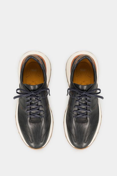 Vélez Zapatillas Boston Cuero Hombre Contraste Azul Oscuro-5