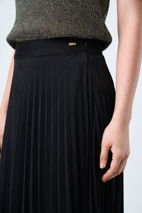 Vélez Falda Plisada Alma Para Mujer Tejido De Punto Negro-3