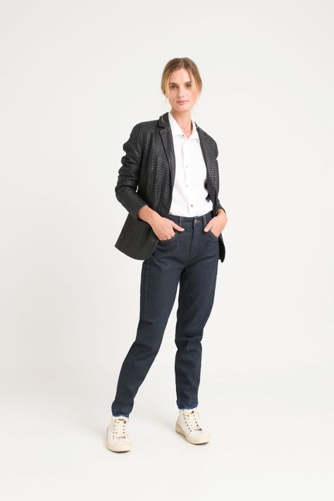 Vélez Jean Tulipan Tiro Alto Mujer Semi Ajustado Azul Oscuro-0