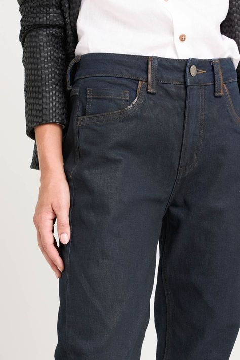 Vélez Jean Tulipan Tiro Alto Mujer Semi Ajustado Azul Oscuro-1