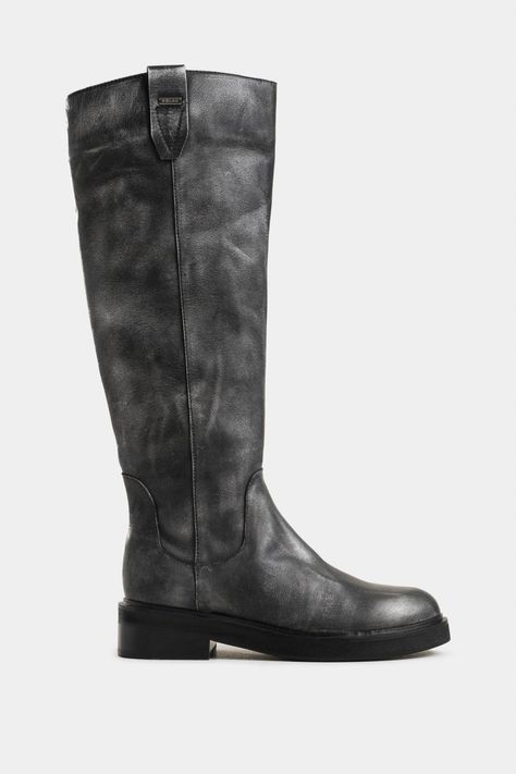 Vélez Botas Tulipan Cuero Brush Off Mujer Metalizado Gris-0