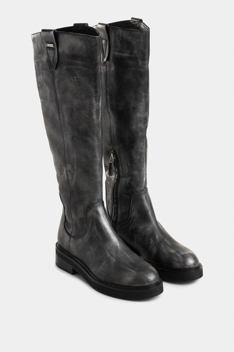 Vélez Botas Tulipan Cuero Brush Off Mujer Metalizado Gris-1