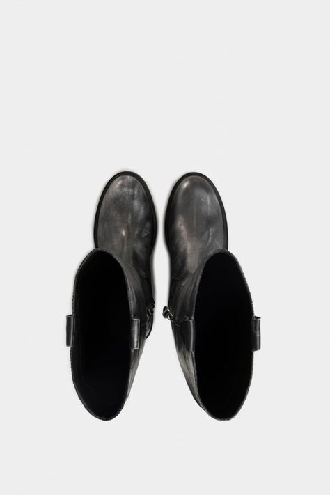Vélez Botas Tulipan Cuero Brush Off Mujer Metalizado Gris-3