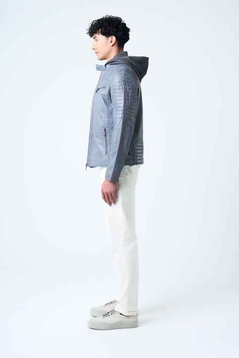 Vélez Chaqueta Belmont Cuero Hombre Capucha Plateado-1