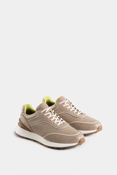 Vélez Zapatillas Dalí De Cuero Para Hombre Perforado Arena-1