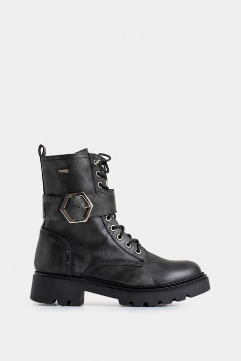 Vélez Botines Altar Cuero Brush Off Mujer Negro-1