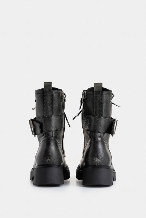 Vélez Botines Altar Cuero Brush Off Mujer Negro-3