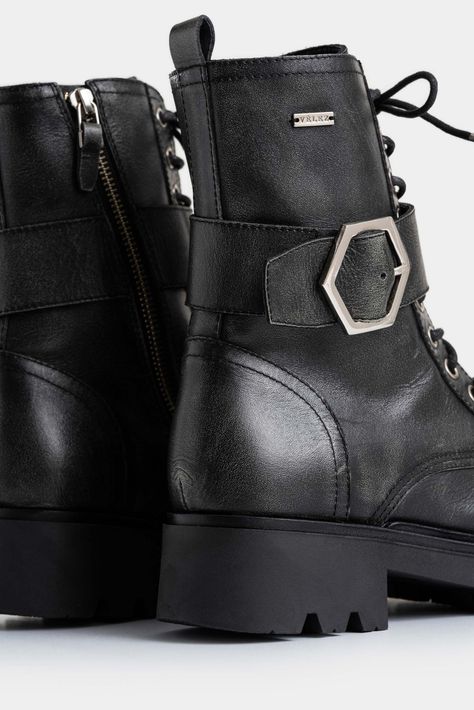 Vélez Botines Altar Cuero Brush Off Mujer Negro-5