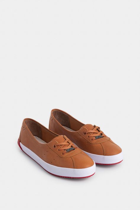 Vélez Tenis Planos Atenas De Cuero Para Mujer Casual Miel-1
