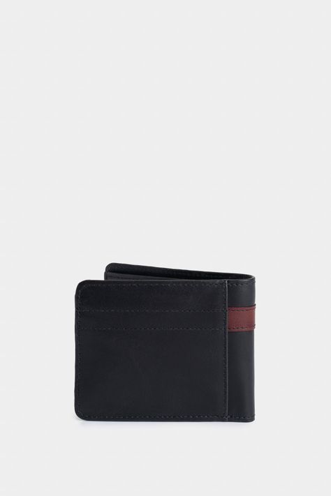 Vélez Billetera De Cuero Leather Contrastes Negro-2