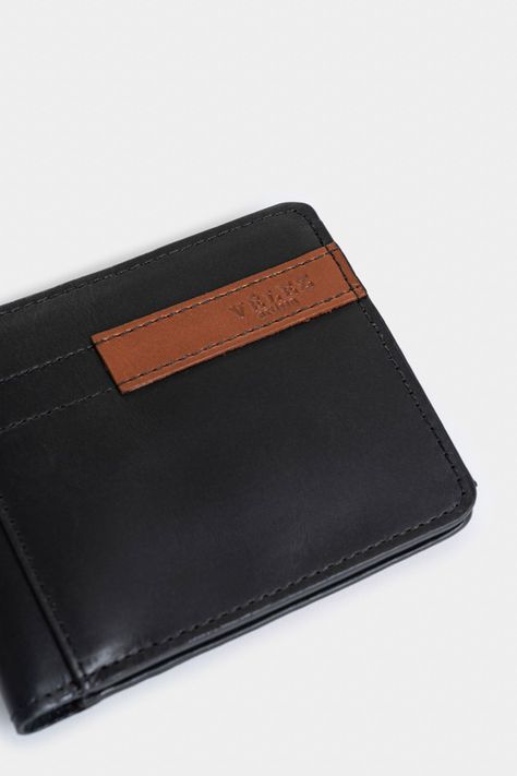 Vélez Billetera De Cuero Leather Contrastes Negro-3
