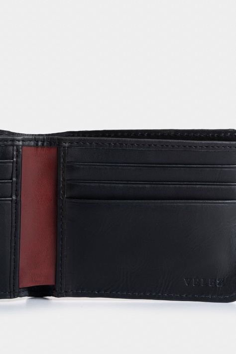Vélez Billetera De Cuero Leather Contrastes Negro-4