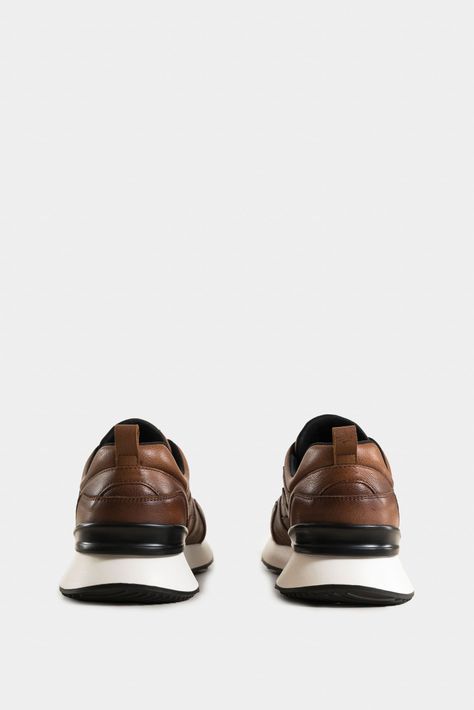 Vélez Zapatillas Galis Sahara De Cuero Liso Para Hombre Miel-2