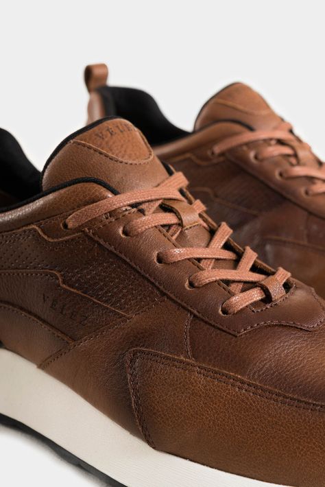 Vélez Zapatillas Galis Sahara De Cuero Liso Para Hombre Miel-4