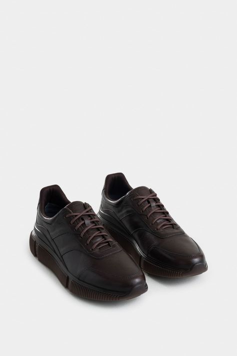Vélez Zapatillas Bikal De Cuero  Hombre Silueta Casual Cafe-1