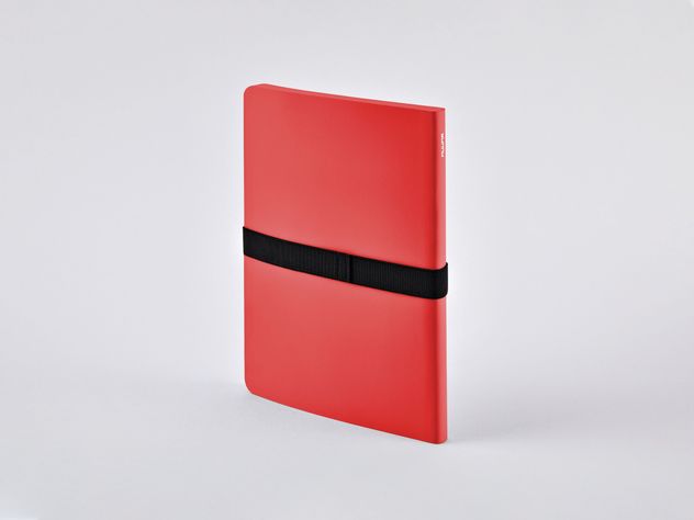 Cuaderno Not White Rojo Nuuna 176 páginas Banda Elástica Lápiz Gel Cubierta Cuero Reciclado-4