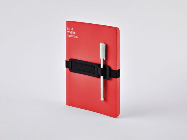 Cuaderno Not White Rojo Nuuna 176 páginas Banda Elástica Lápiz Gel Cubierta Cuero Reciclado-5