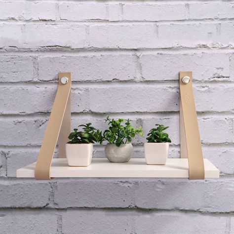ESTANTE COURO BEIGE 60X20CM VEKKAHOME-2