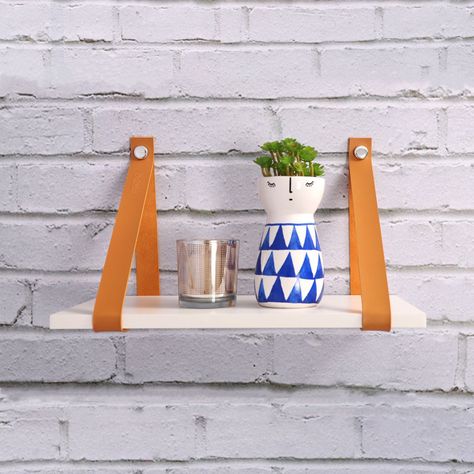 ESTANTE COURO CARAMELO 60X20CM VEKKAHOME-0