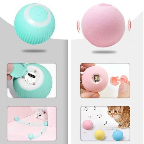 Pelota para gatos Inteligente - Rosada-6