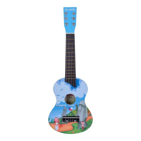 GUITARRA NIÑO 25 PULGADAS MOD.RAPA NUI COLOR CELESTE SCORPION-0