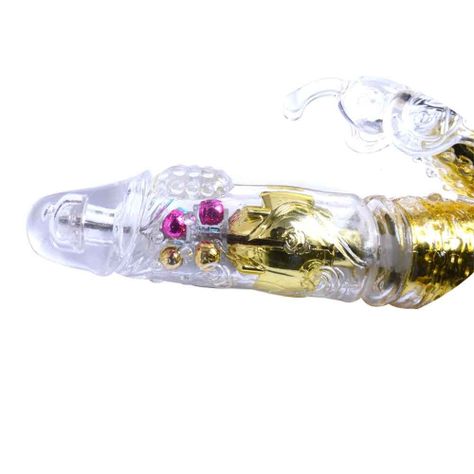 DILDO VIBRADOR ROTATIVO MULTIPLE DLUX RECARGABLE GOLD 28JR-1