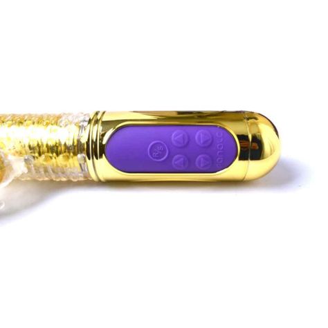 DILDO VIBRADOR ROTATIVO MULTIPLE DLUX RECARGABLE GOLD 28JR-2