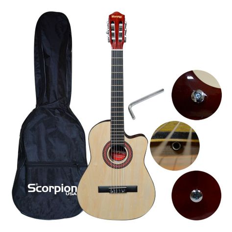 GUITARRA CUTAWAY 39" NATURAL CUERDA NYLON MOD.SCG-030DB SCORPION-2