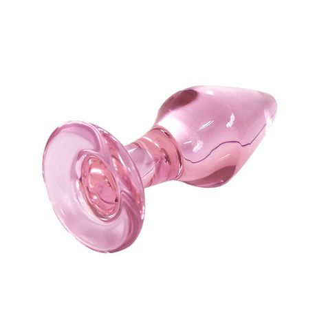 TAPÓN ANAL DE CRISTAL COLOR ROSA MODELO VDE-31-1