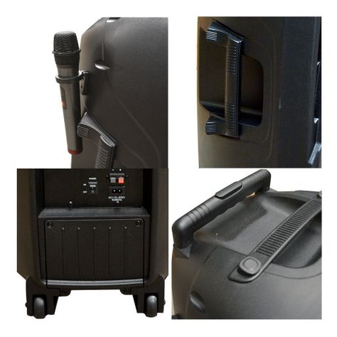 CAJA ACUSTICA PORTABLE RECARGABLE CON 2 MICROFONOS + BLUETOOTH MEKSE-3