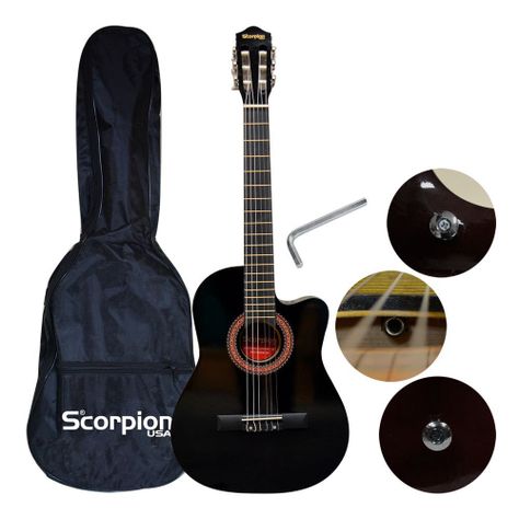 GUITARRA CUTAWAY 39" NEGRA CUERDA NYLON MOD.SCG-030DB SCORPION-2