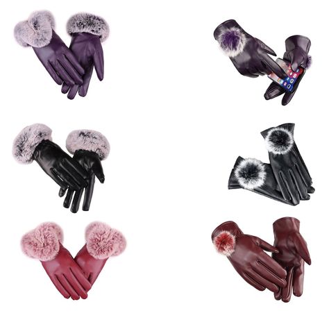 Guantes De Piel Sintetica Con Táctil - Negro - Pompon-4