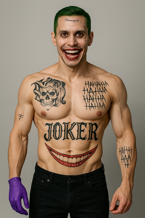 Tatuaje Temporal Cosplay Joker - Guasón - Versión 3-5