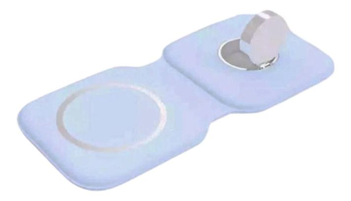 2 En 1 Cargador Inalámbrico 15w Plegable Ios Celeste-0