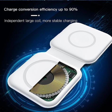 2 En 1 Cargador Inalámbrico 15w Plegable Ios Celeste-1