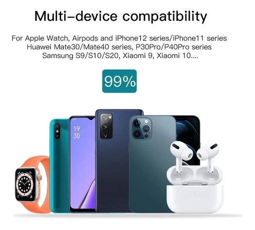 2 En 1 Cargador Inalámbrico 15w Plegable Ios Celeste-2