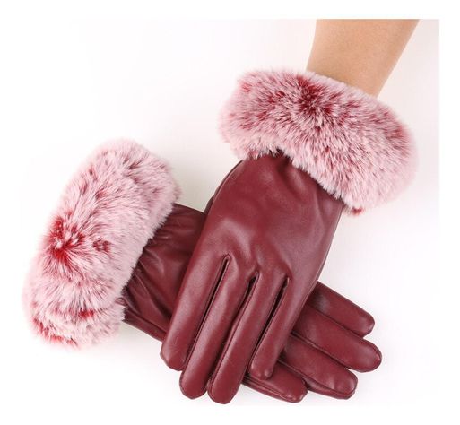 Guantes De Piel Sintetica Con Táctil - Rojo - Brazalet-0
