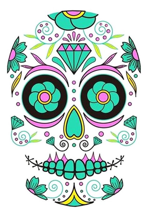 Tatoo - Catrina - Fluorecente - Diamante-flor-0