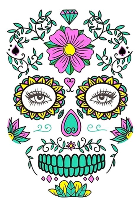 Tatoo - Catrina - Fluorecente - Flor-0
