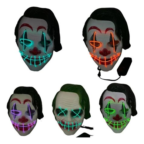 Mascara Halloween Joker Guasón - Luces Led Neón - Verde-1