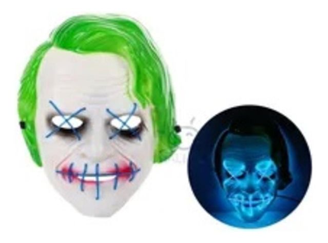 Mascara Halloween Joker Guasón - Luces Led Neón - Verde-2