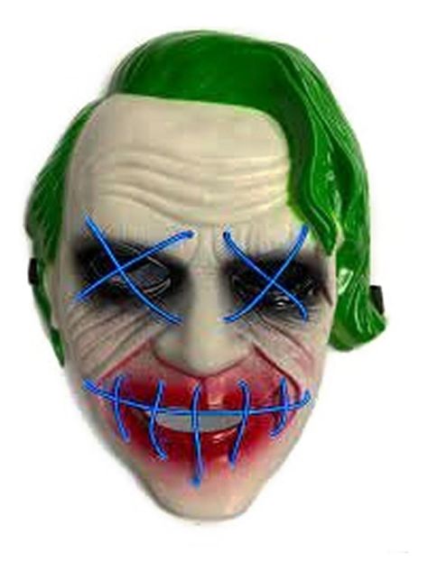 Mascara Halloween Joker Guasón - Luces Led Neón - Verde-3