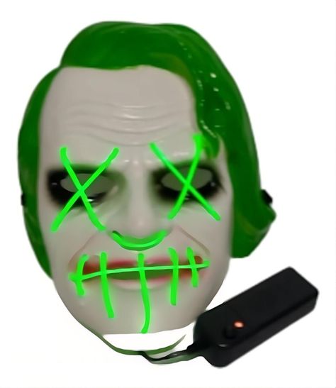 Mascara Halloween Joker Guasón - Luces Led Neón - Verde-0