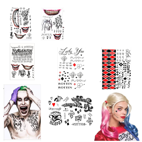 Tatuaje Temporal Joker Y Harley Quinn 3 versiones Grande-1