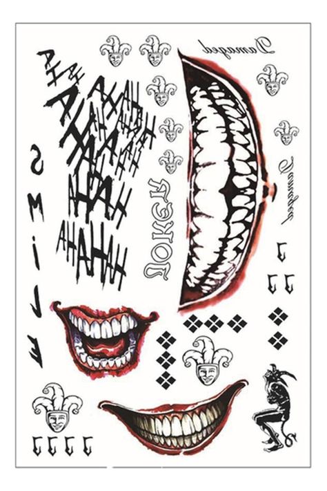 Tatuaje Temporal Joker Y Harley Quinn 3 versiones Grande-5