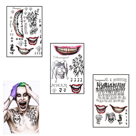 Tatuaje Temporal Cosplay Joker - Guasón 3 versiones-1