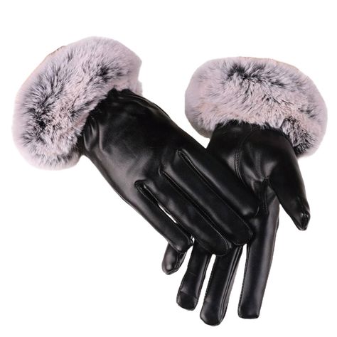 Guantes De Piel Sintetica Con Táctil - Negro - Brazalet-0