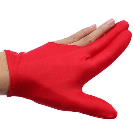 Guantes de 3 dedos para jugar pool - Rojo-0