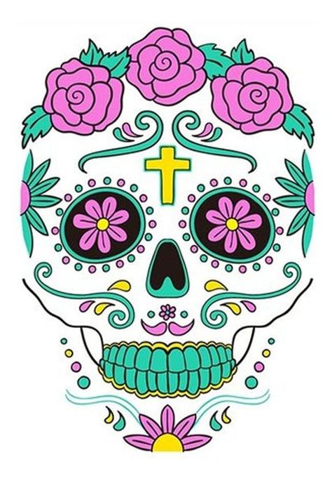 Tatoo - Catrina - Fluorecente - Flores-0
